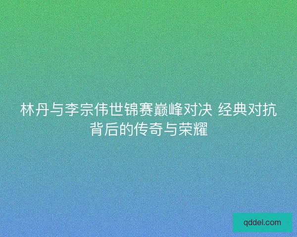 林丹与李宗伟世锦赛巅峰对决 经典对抗背后的传奇与荣耀