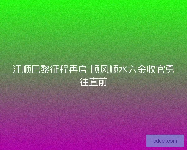 汪顺巴黎征程再启 顺风顺水六金收官勇往直前